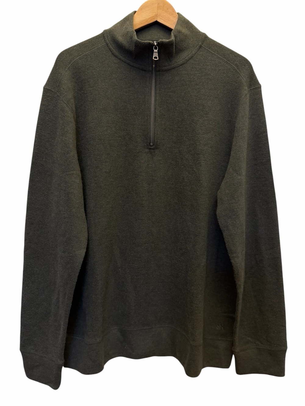 Banana Republic Mens Green Half-Zip Long Slv Waffle Knit Pullover Sweater Size L